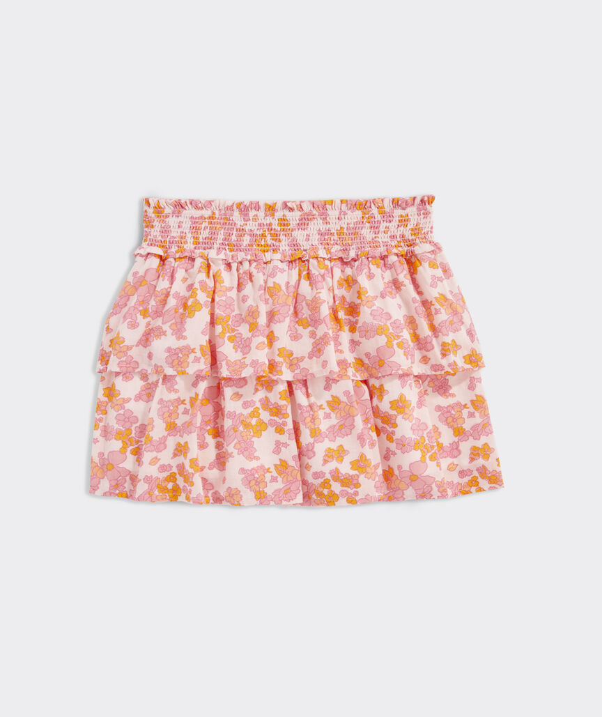 Girls' Printed Smocked-Waist Skirt