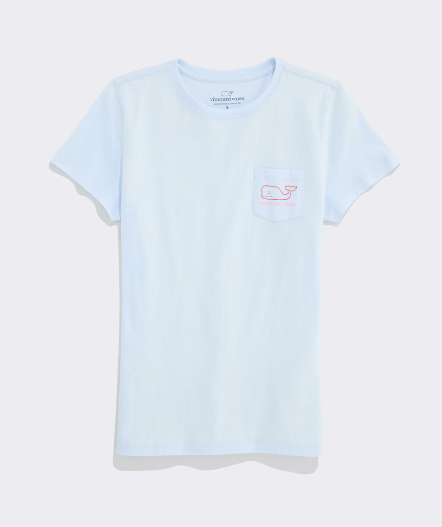 Women's Two-Toned Vintage Whale Short-Sleeve Pocket Tee