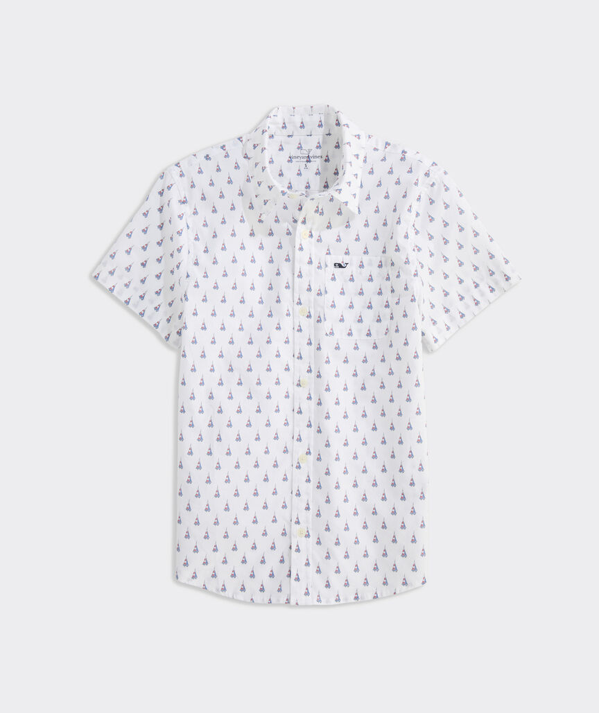 Boys' Printed Cotton Short-Sleeve Shirt