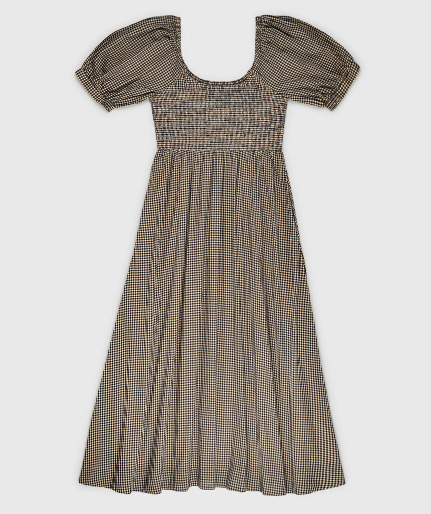OUTLET Puff-Sleeve Smocked Maxi Dress