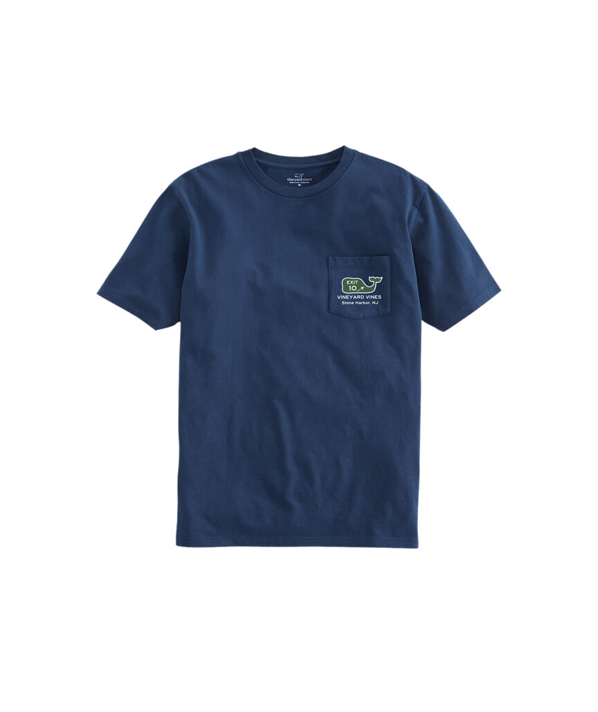 OUTLET Stone Harbor Exit 10 Sign Short-Sleeve Pocket Tee