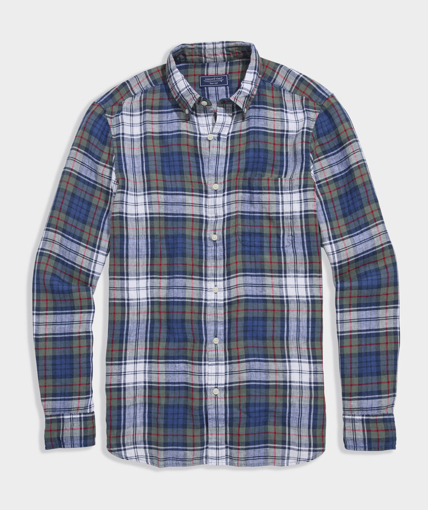 Tinsel Tides Plaid Linen Shirt