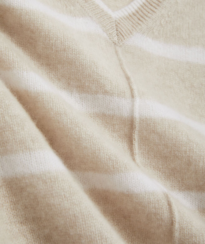 Seaspun Cashmere Breton Stripe V-Neck Sweater