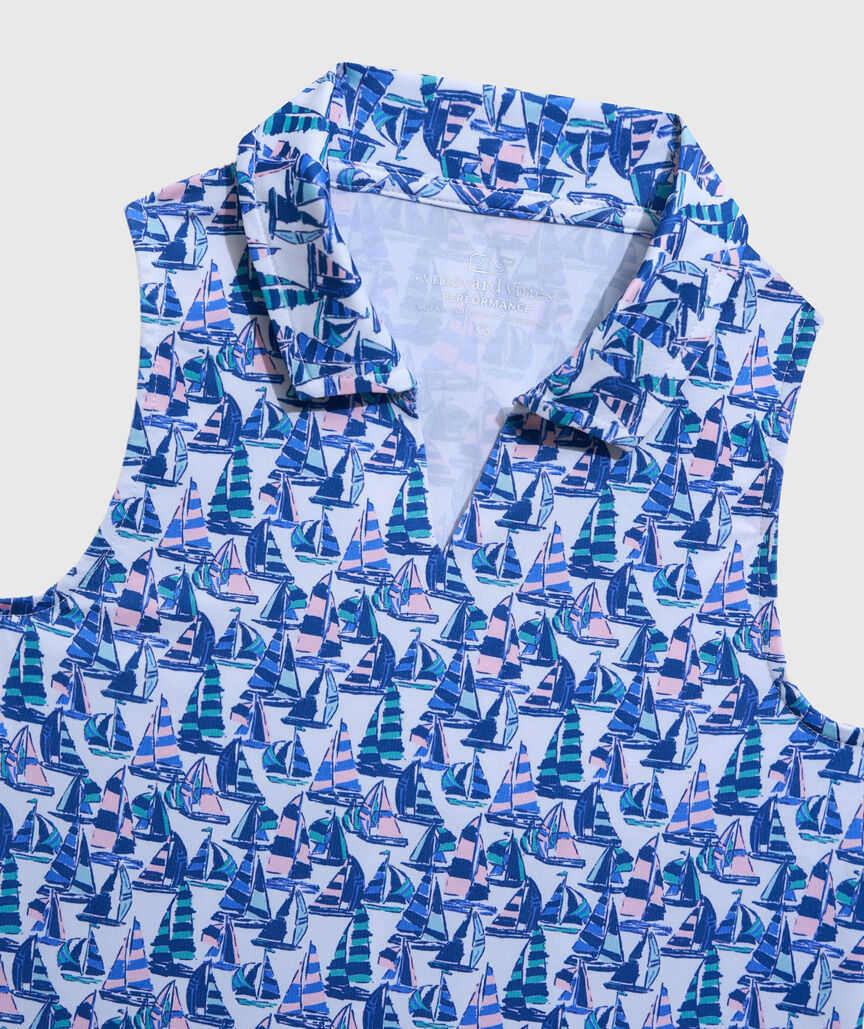 OUTLET Girls' Printed Performance Polo Dress