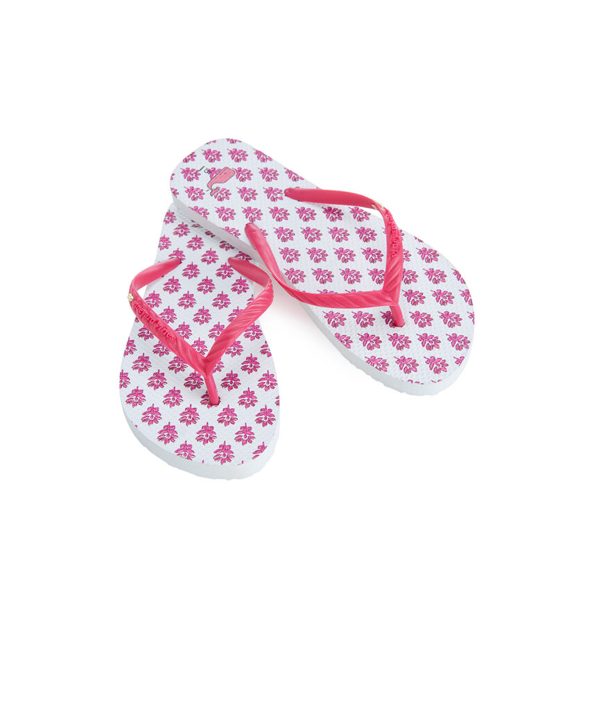 Tiny Block Floral Print Flip Flops