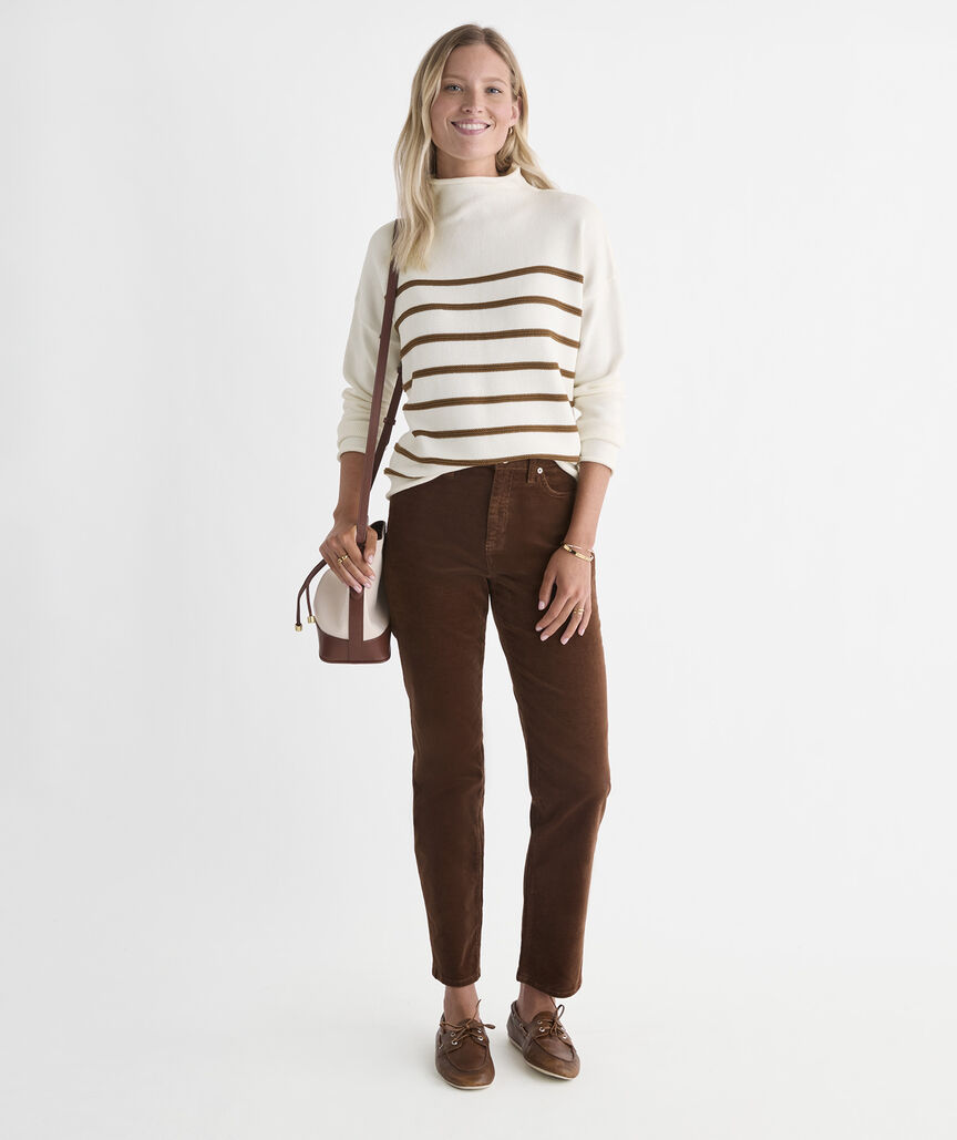 Katie Cotton Mockneck Stripe Sweater