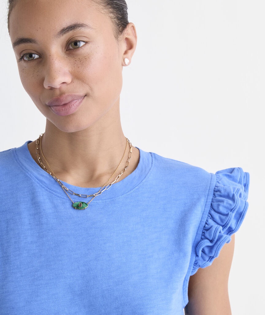 Flutter-Sleeve Slub Jersey Top