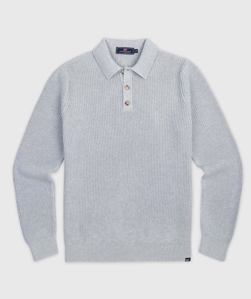 OUTLET Fisherman Rib Henley Polo Sweater
