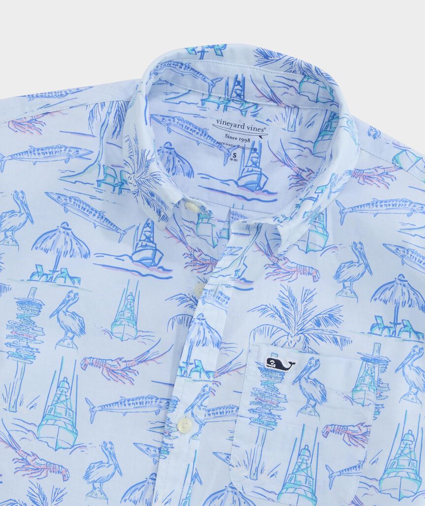 Boys' Key West Scenic Cotton Short-Sleeve Shirt