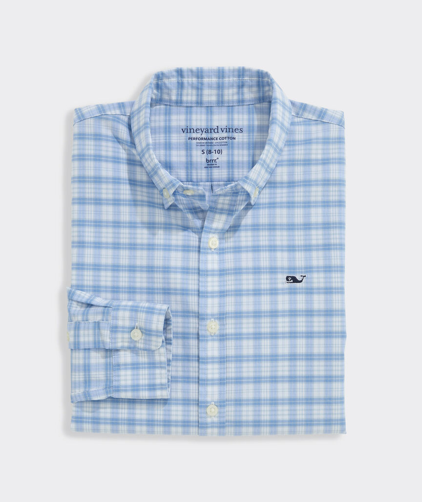 Boys' Performance Cotton Plaid Shirt