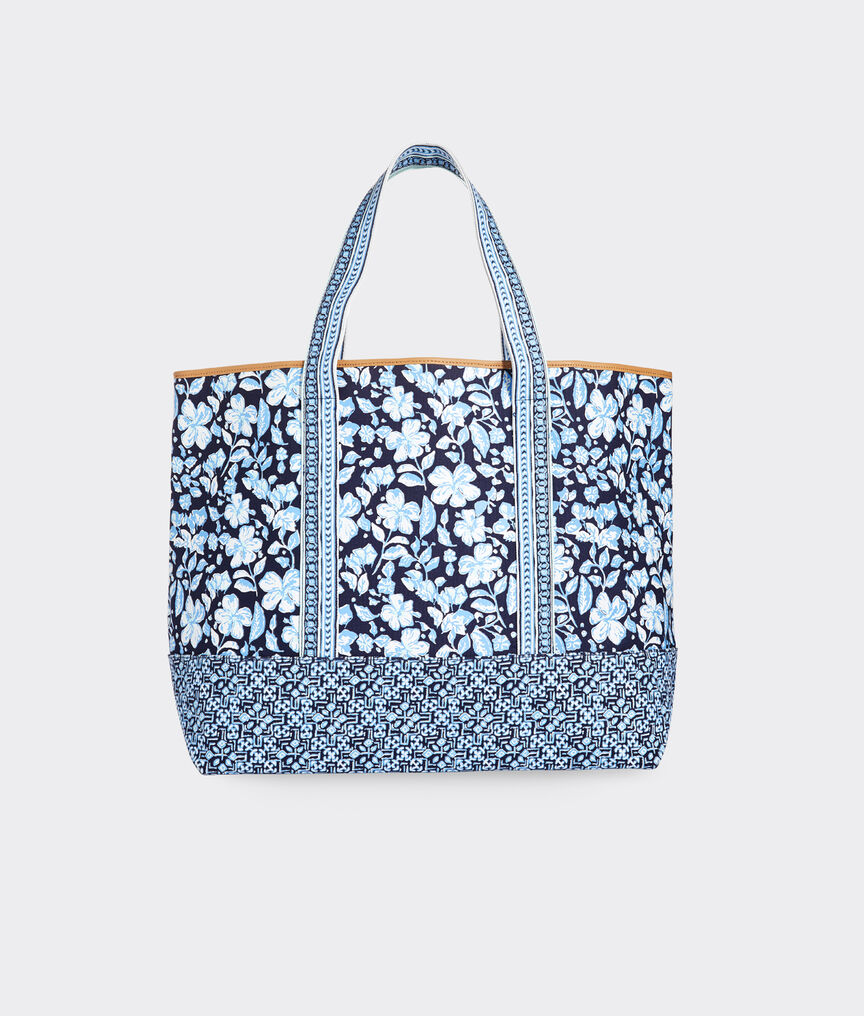 Hibiscus Floral Mix Print Tote Bag