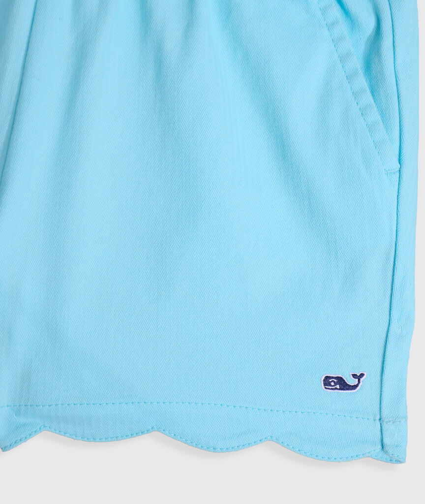 OUTLET Girls' Scallop Hem Herringbone Pull-On Shorts
