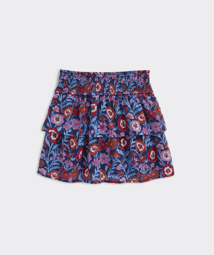 Girls' Printed Smocked Waist Skirt