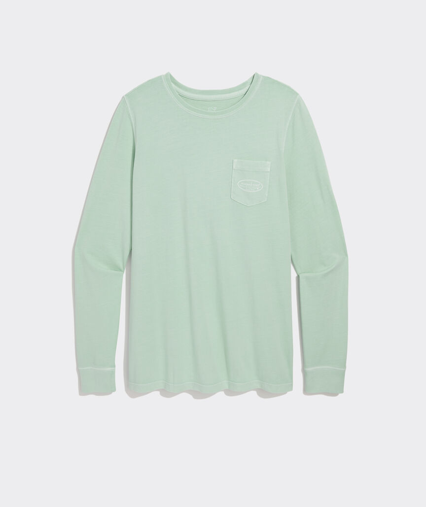 Women's Garment-Dyed Surf Logo Long-Sleeve Pocket Tee