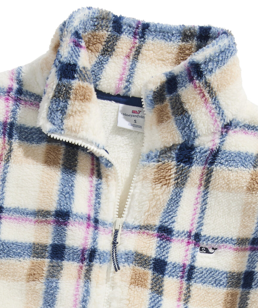 OUTLET Women's Plaid Fuzzy Bomber Jacket