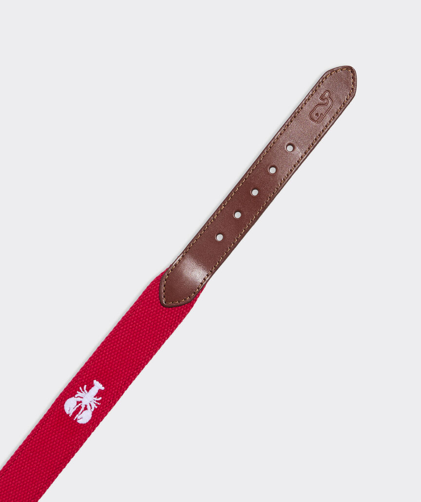 Boys' Lobster Embroidered Canvas Club Belt