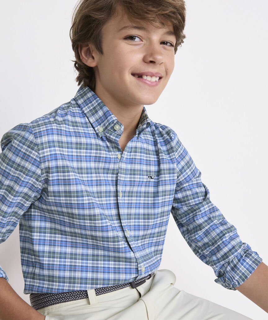 Boys' Performance Cotton Quidnet Tattersall Shirt