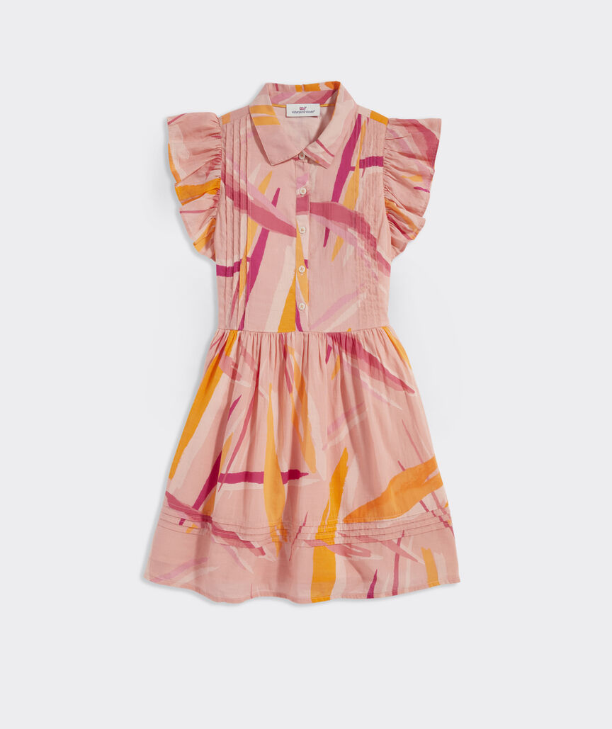 Girls' Printed Pintuck Shirtdress