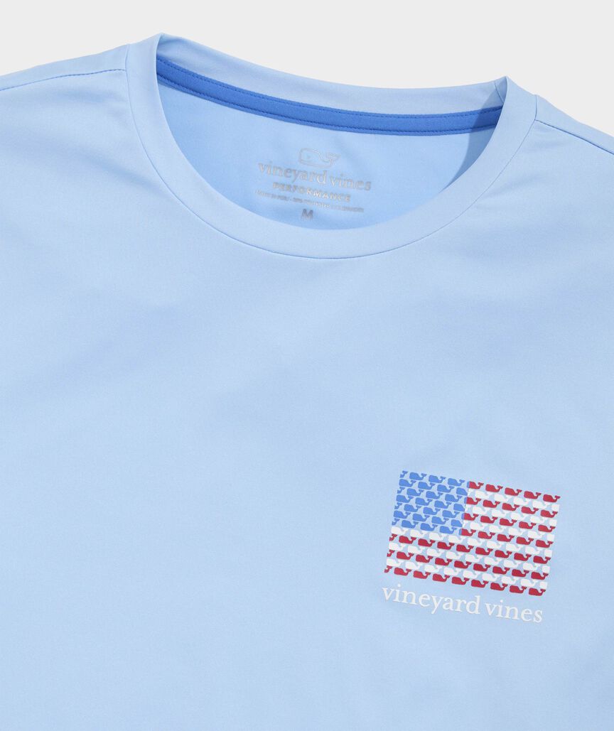 Performance American Flag Whales Long-Sleeve Harbor Tee