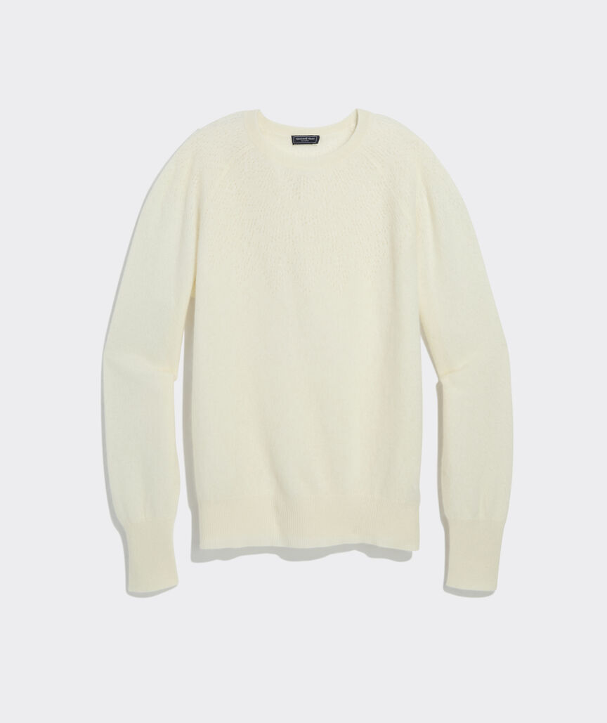 Brushed Cashmere Pointelle Crewneck Sweater
