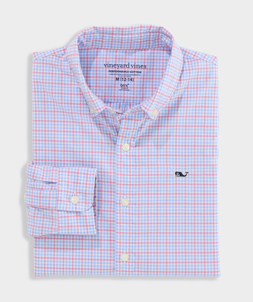 Boys' Catamaran Check Performance Cotton Shirt