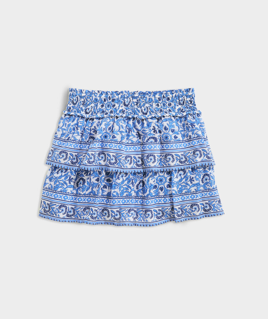 Girls' Printed Smocked Waist Skirt