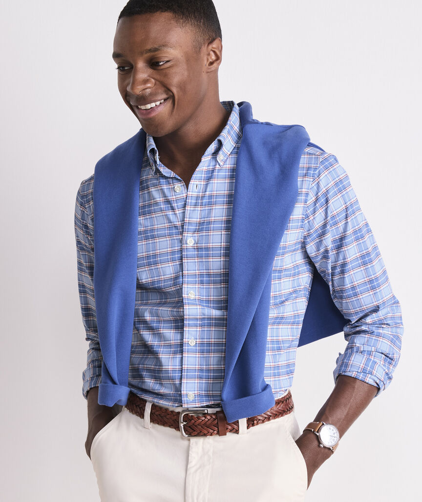 Plumeria Plaid Performance Cotton Shirt