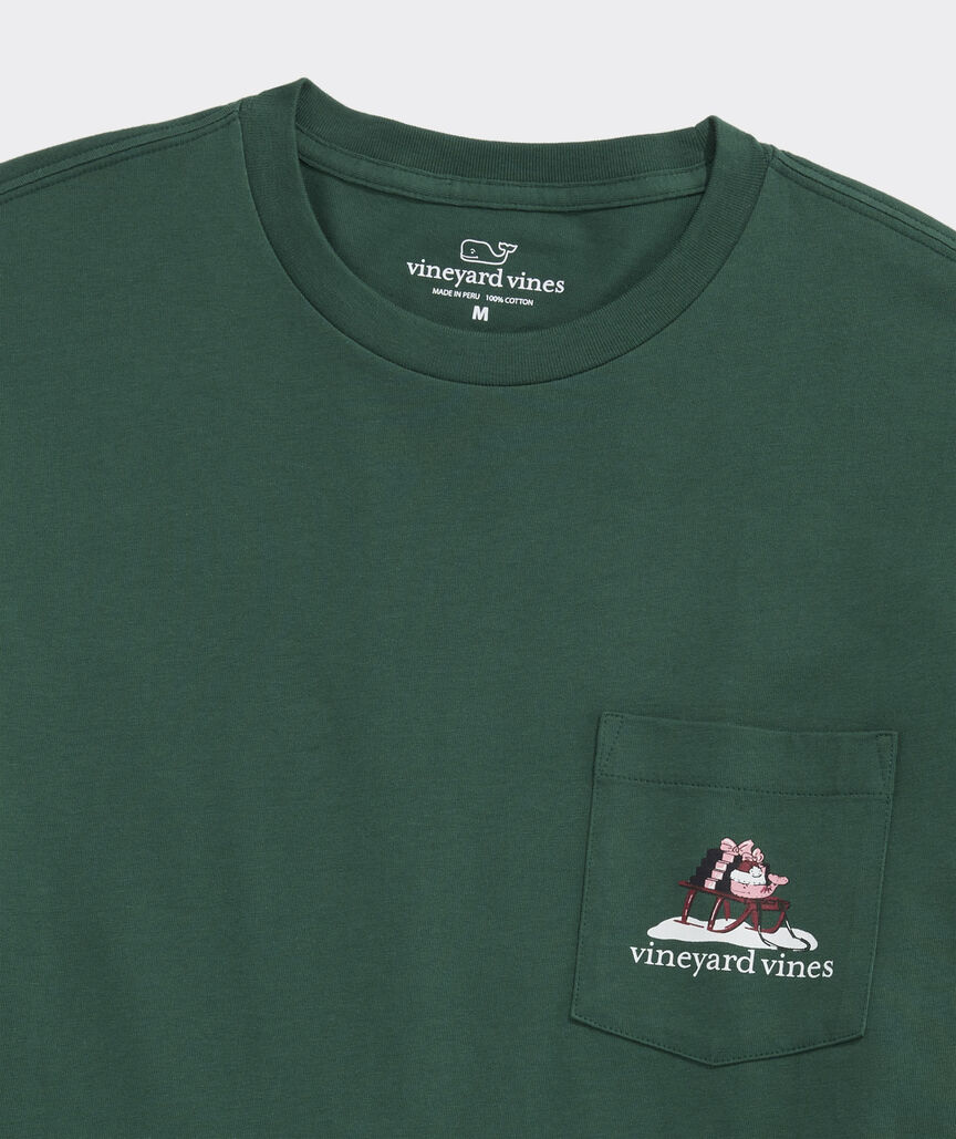 Santa's Sleigh Pup Long-Sleeve Pocket Tee