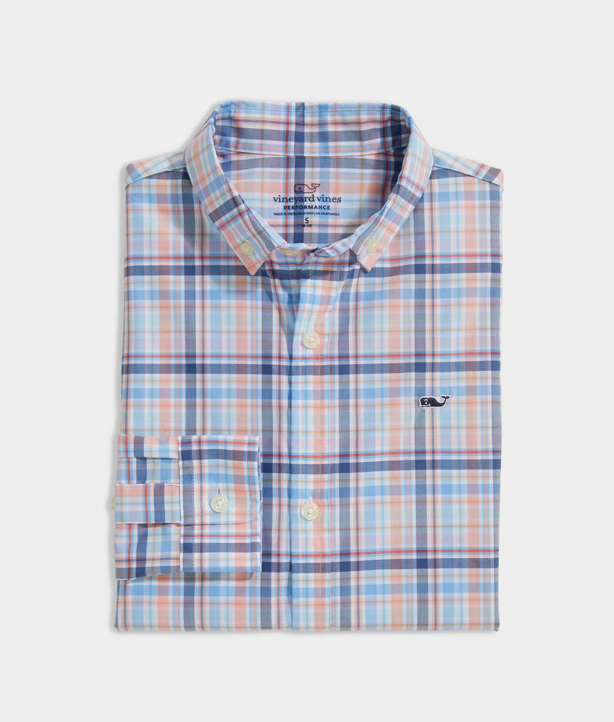 Boys' Plaid Performance Cotton Whale Shirt