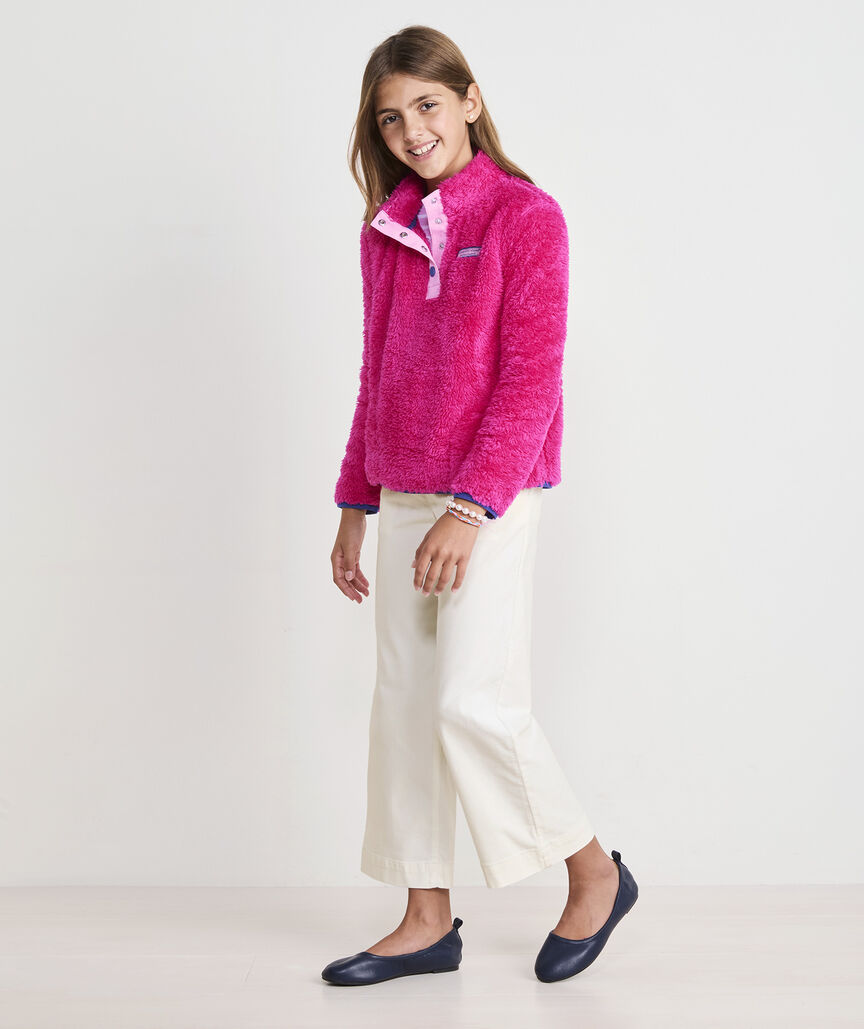 Girls' Teddy Fleece Snap Pullover