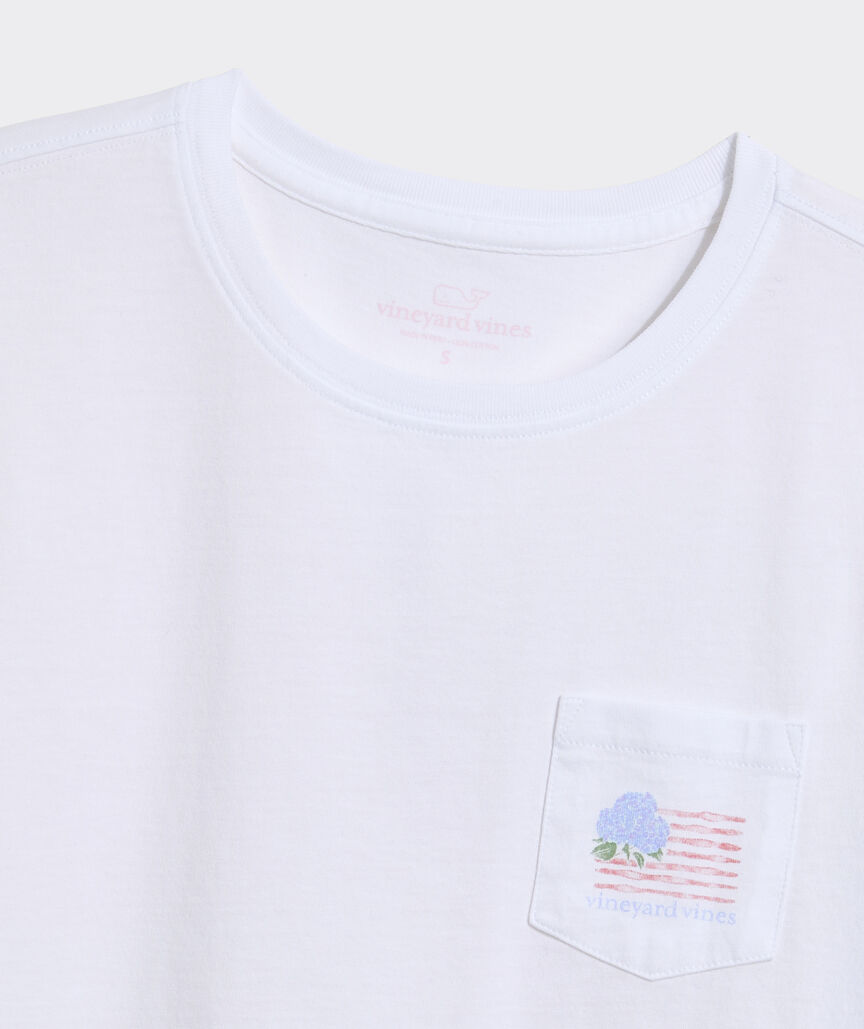Hydrangea USA Flag Short-Sleeve Pocket Tee