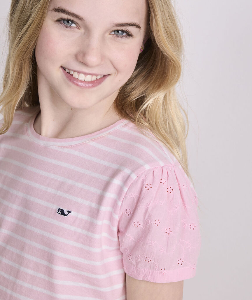 Girls' Eyelet Sleeve Tee