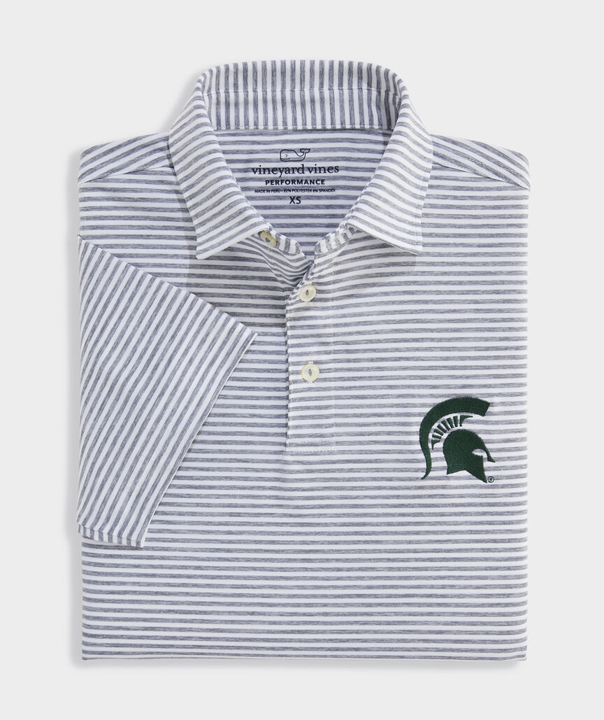 Michigan State University Performance Winstead Stripe Sankaty Polo