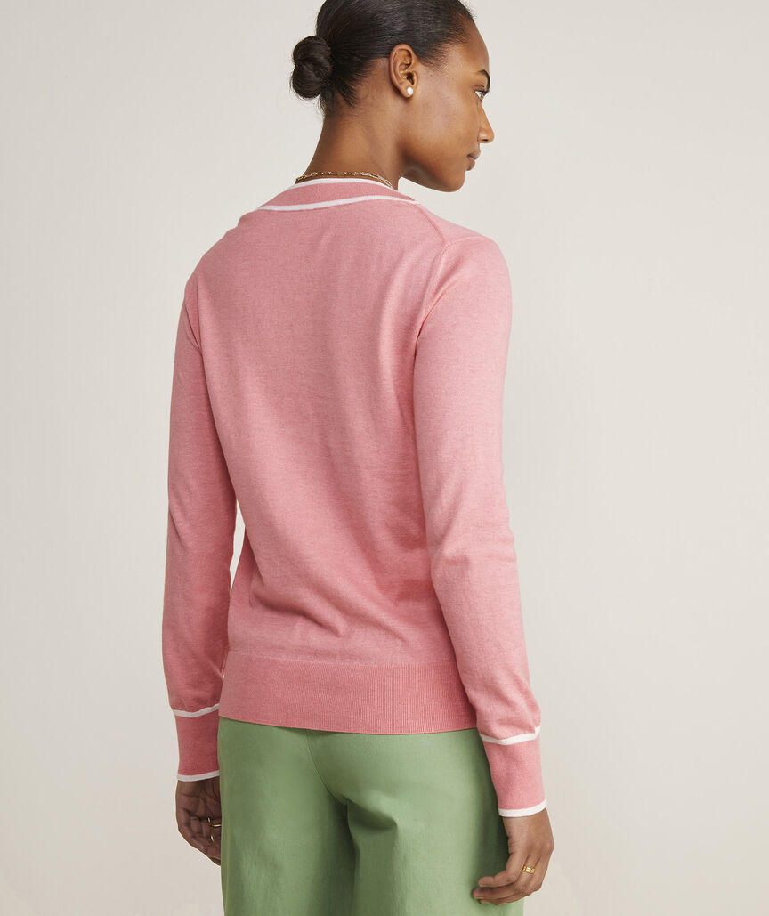 Cotton Cashmere Heritage Tipped V-Neck