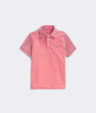 Vineyard Vines Boys' Winstead Stripe Sankaty Performance Polo Shirt (Red) (Size: 6)