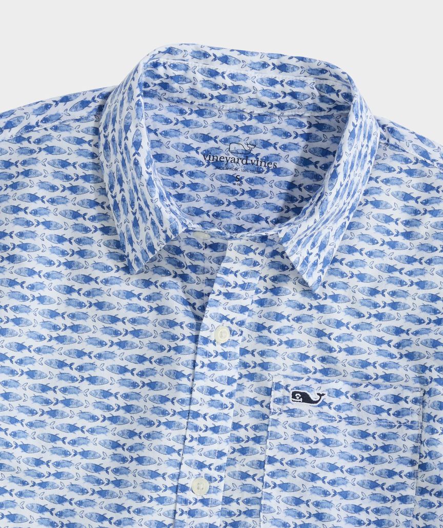 Boys' Printed Cotton Short-Sleeve Shirt