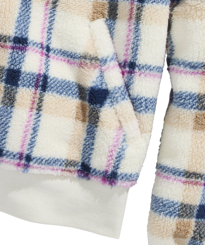 OUTLET Women's Plaid Fuzzy Bomber Jacket