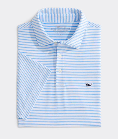Vineyard Vines Performance Bradley Stripe Sankaty Polo (Ocean Breeze Tej) (Size: M)