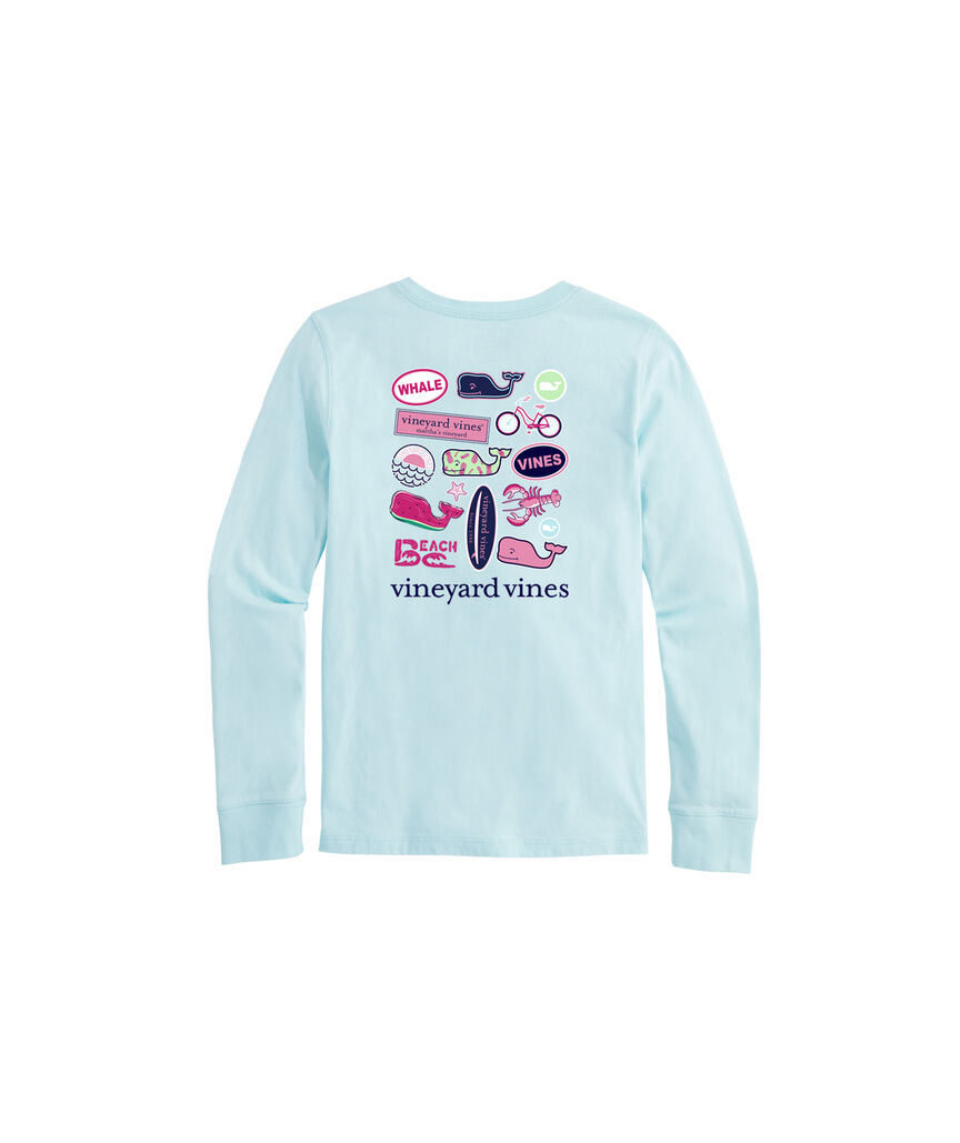OUTLET Girls' Multi Sticker Long-Sleeve Pocket Tee