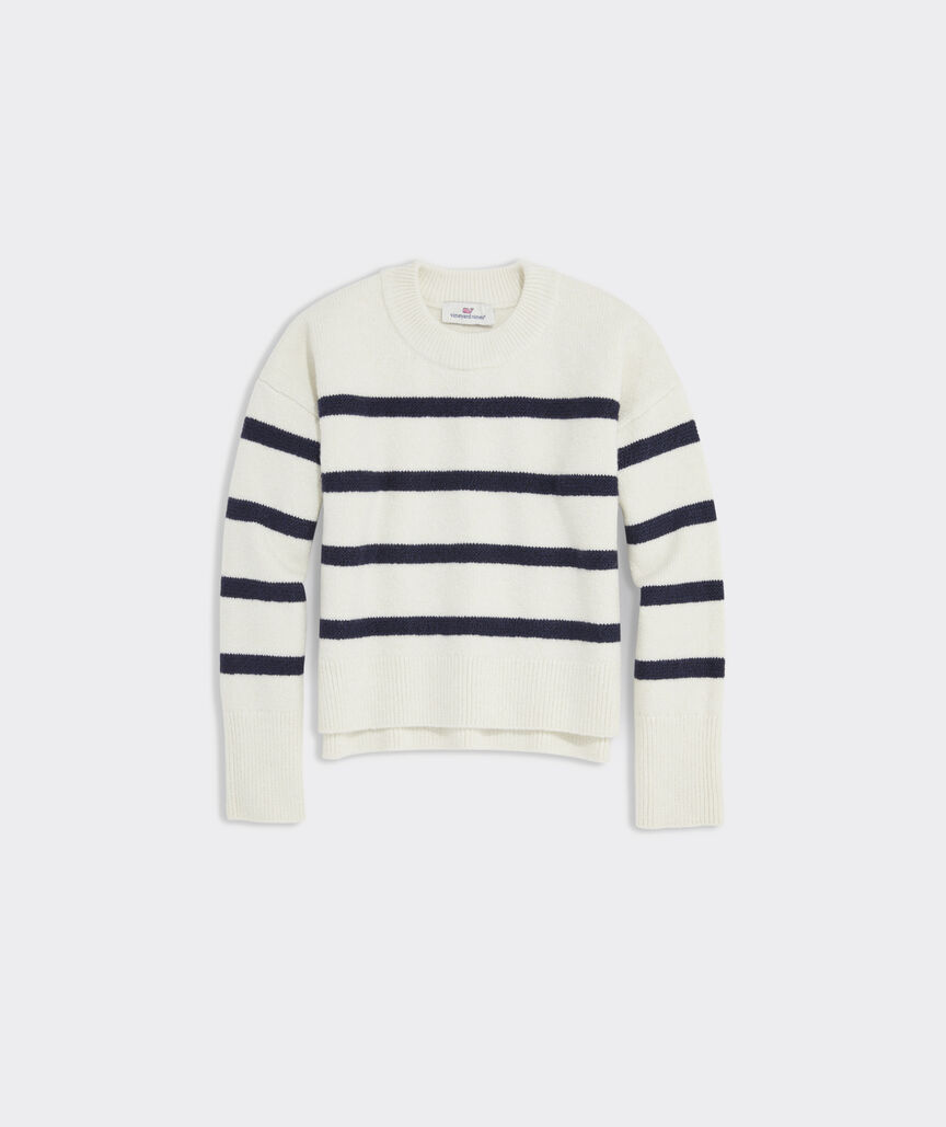 Girls' Breton Stripe Crewneck Sweater