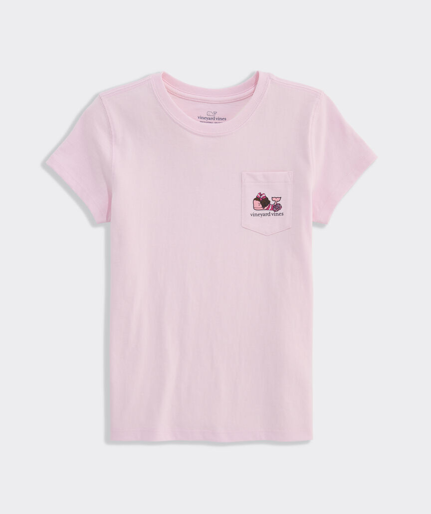 Girls' Cheer Football Field Whale Short-Sleeve Pocket Tee