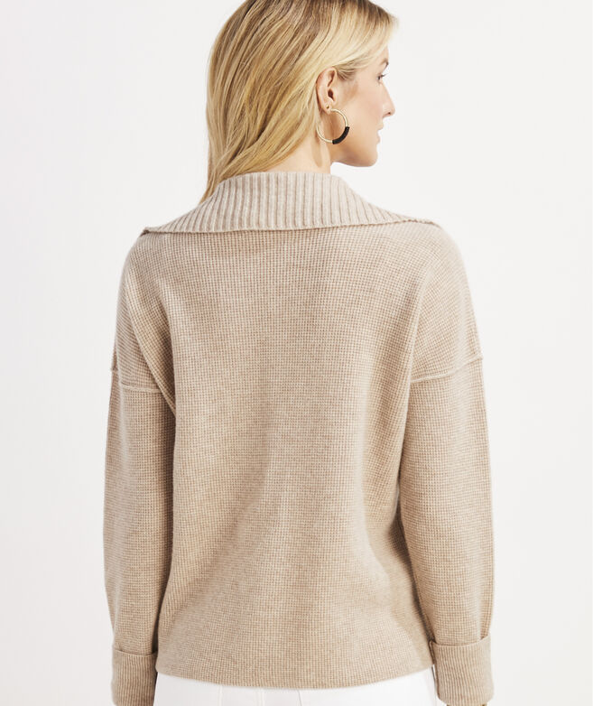Shop Cashmere Waffle Polo Sweater at vineyard vines