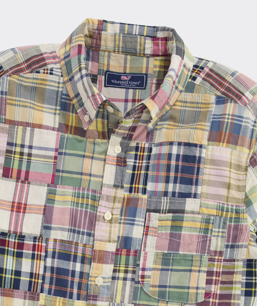 Patchwork Cotton Madras Short-Sleeve Shirt