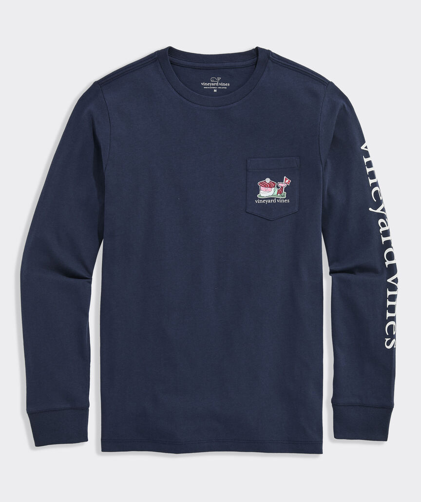 Boys' Golfer Santa Whale Long-Sleeve Pocket Tee