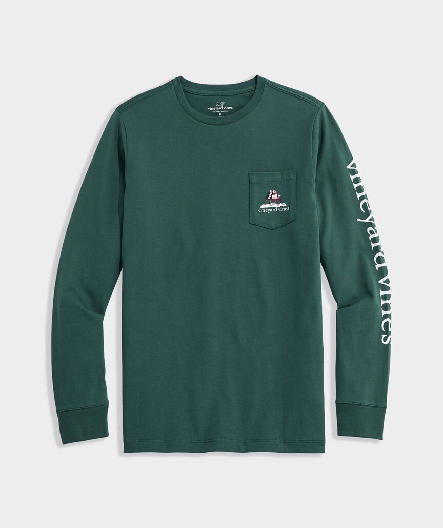 Boys' Santa's Sleigh Pup Long-Sleeve Pocket Tee