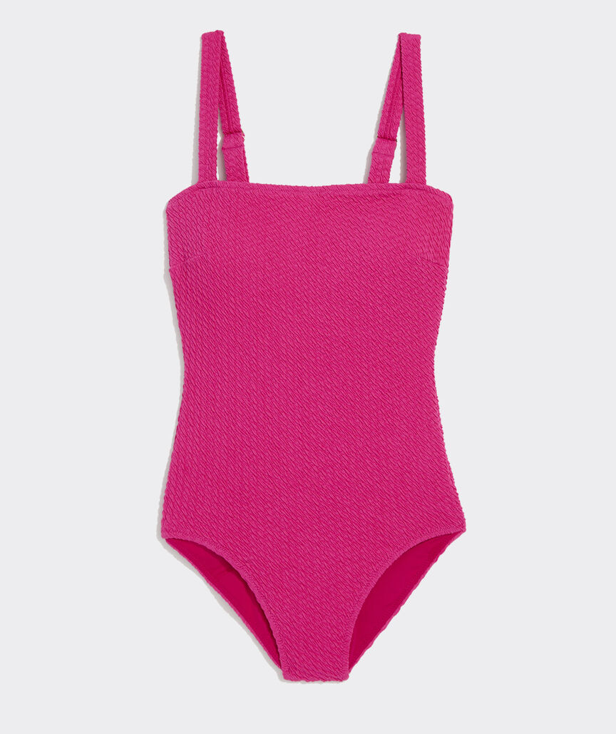 Textured Southampton Square Neck One-Piece