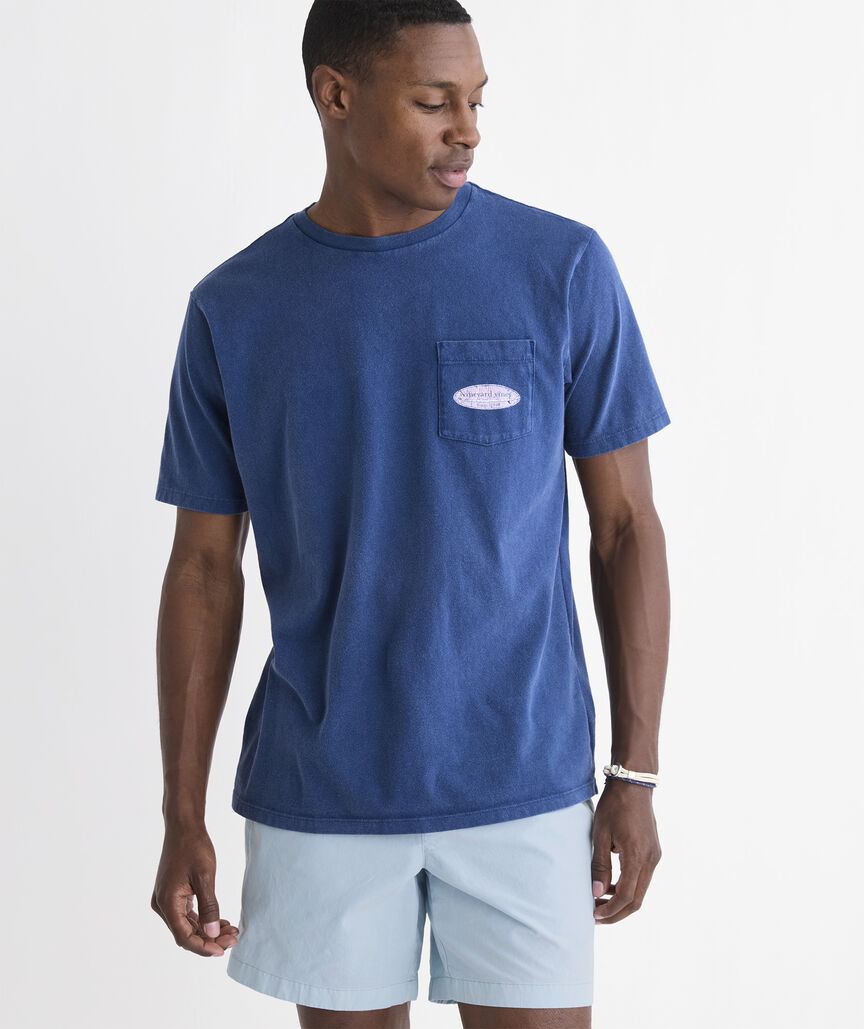 Drift-Dye Distressed Surf Logo Short-Sleeve Pocket Tee