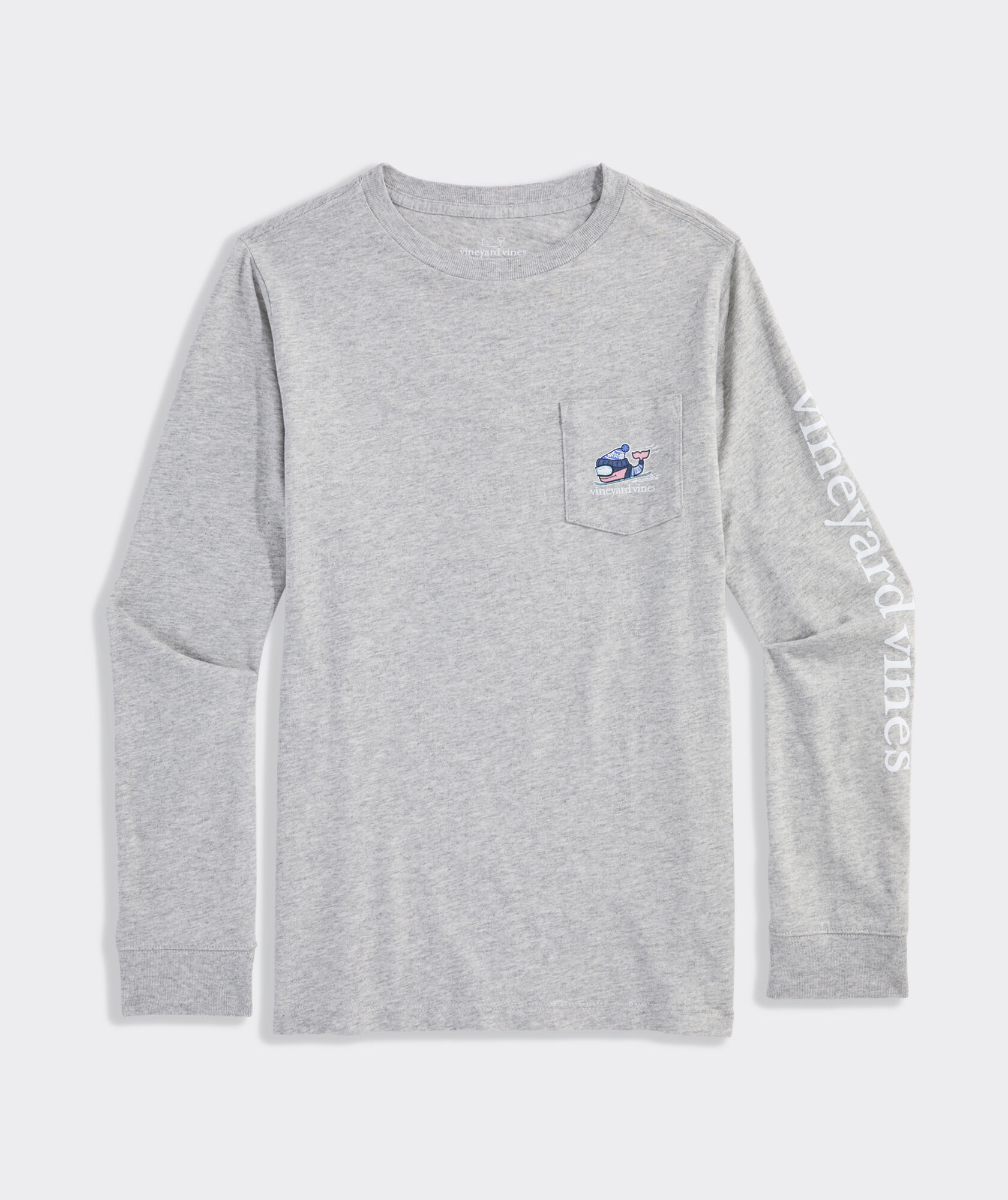 Boys' Downhill Ski Whale Long-Sleeve Pocket Tee