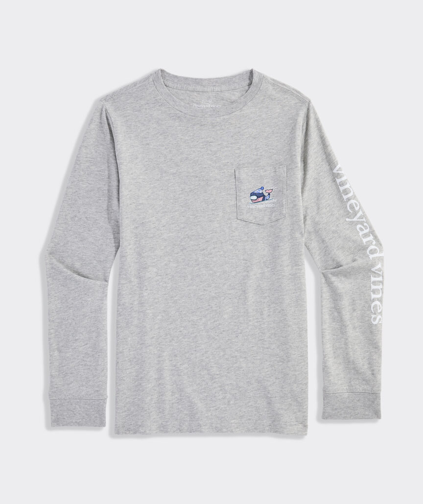 Boys' Downhill Ski Whale Long-Sleeve Pocket Tee