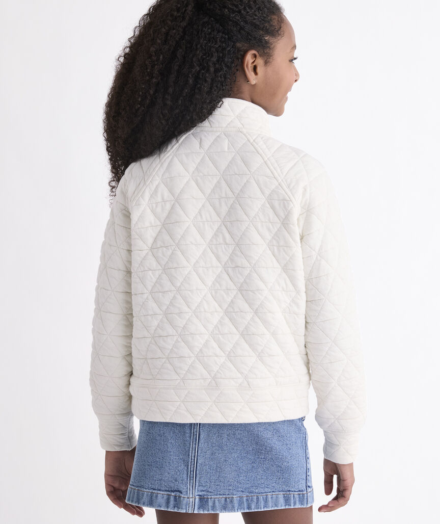 Girls' Cotton Quilted Half-Zip